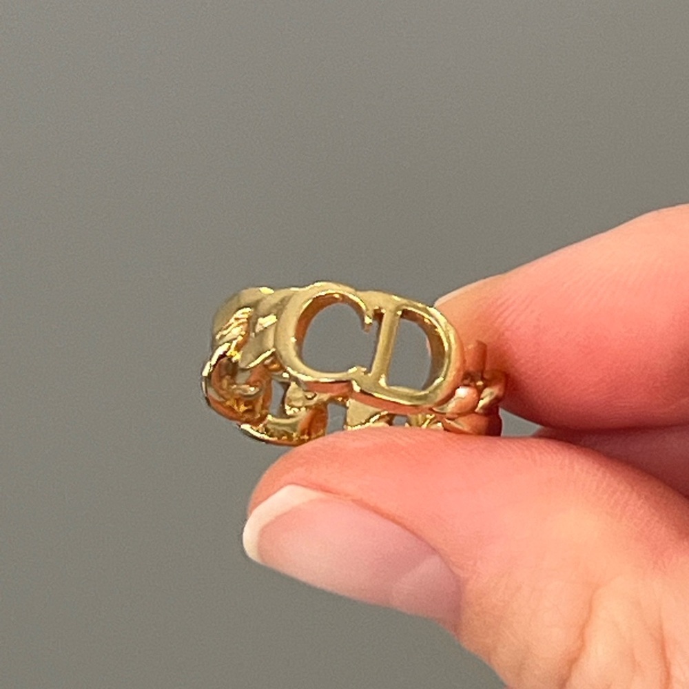 Christian Dior CD Icon Chain Link Ring Gold